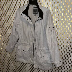 Pacific trail White Winter coat tucked zippered hood rain jacket size M